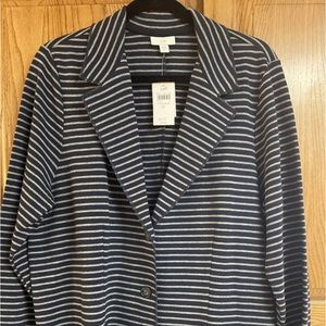 J. Jill Navy/Gray Striped Ladies Blazer/Jacket NWT Size XL